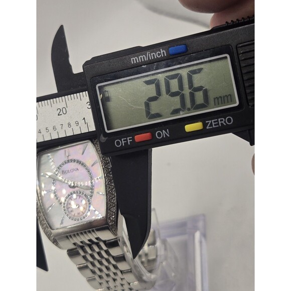 BULOVA 22 Diamonds Mother Of Pearl Dial Bracelet Watch Stainless Steel. 6.5\